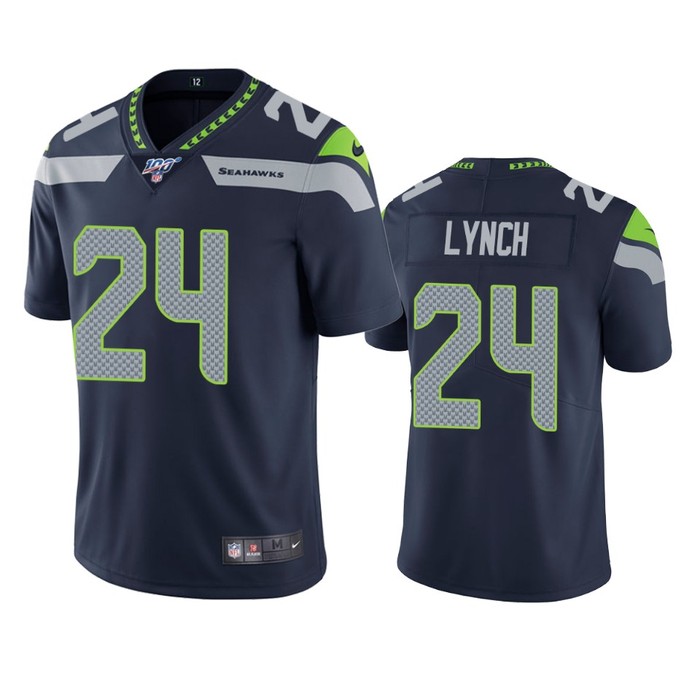 Seattle Seahawks Marshawn Lynch College Navy 100th Season Vapor Limited Jersey