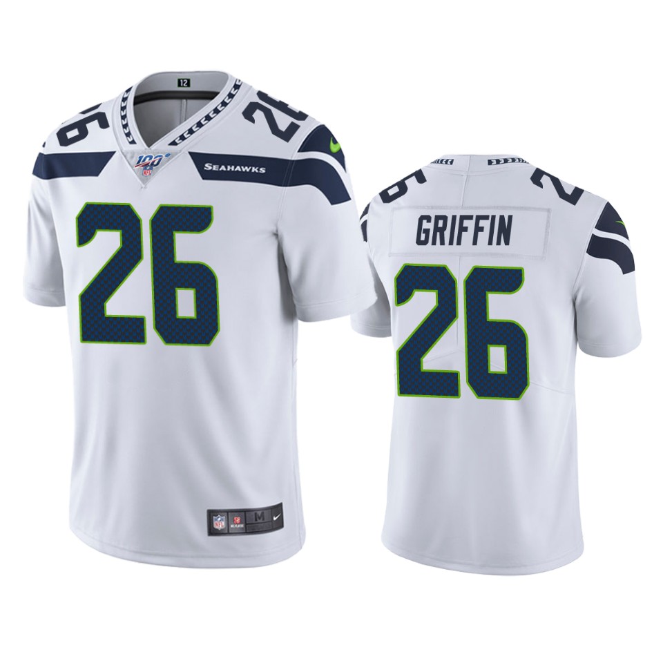 Seattle Seahawks Shaquill Griffin White 100th Season Vapor Limited Jersey - Cocomos