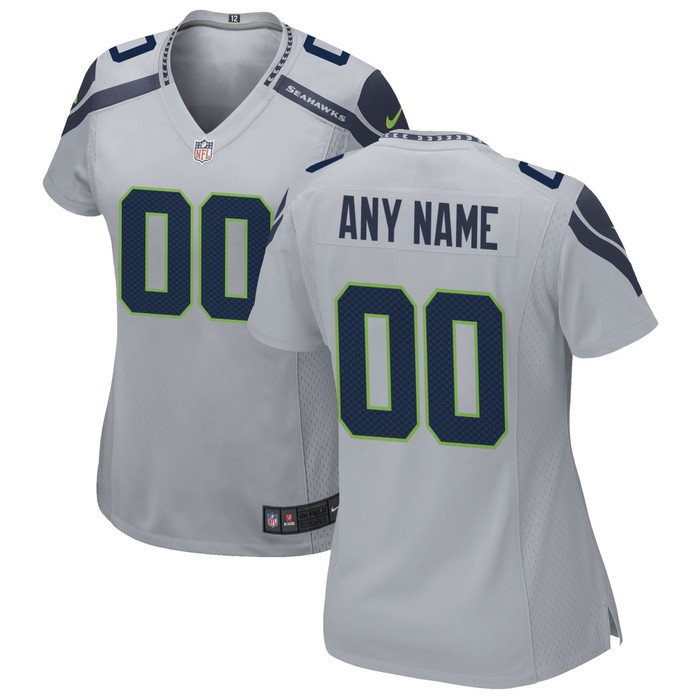 Seattle Seahawks Womens Alternate Custom Game Jersey Gray Custom Jerseys Nfl