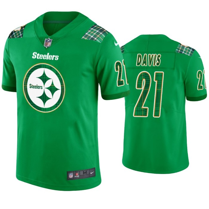 St. Patricks Day Pittsburgh Steelers #21 Sean Davis Jersey Kelly Green - Men - Cocomos