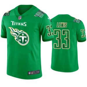 St. Patricks Day Tennessee Titans #33 Dion Lewis Jersey Kelly Green - Men - Cocomos