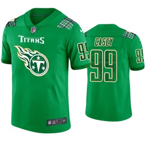 St. Patricks Day Tennessee Titans #99 Jurrell Casey Jersey Kelly Green - Men - Cocomos