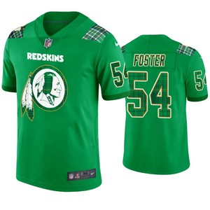 St. Patricks Day Washington Redskins #54 Mason Foster Jersey Kelly Green - Men