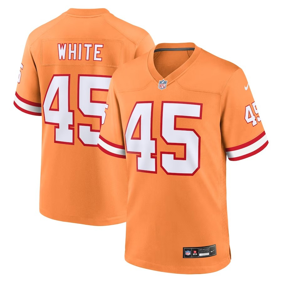 Tampa Bay Buccaneers #45 Devin White Throwback Game Jersey - Orange - Cocomos