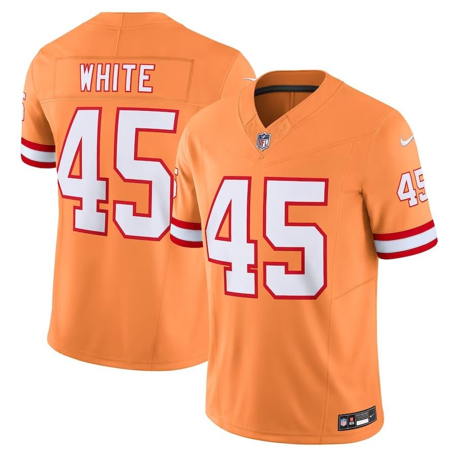 Tampa Bay Buccaneers #45 Devin White Throwback Vapor Fuse Limited Jersey - Orange - Cocomos