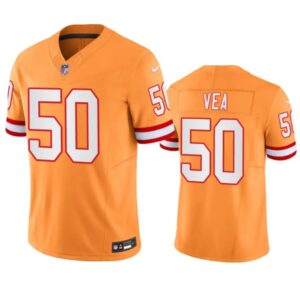 Tampa Bay Buccaneers #50 Vita Vea Orange Throwback Limited Stitched Jersey - Cocomos