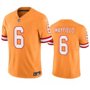 Tampa Bay Buccaneers #6 Baker Mayfield Orange Throwback Limited Stitched Jersey - Cocomos