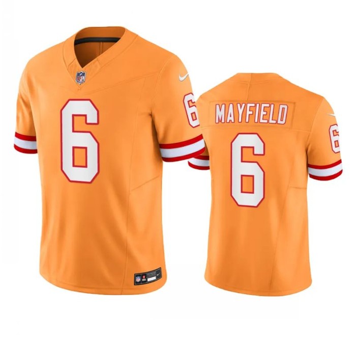 Tampa Bay Buccaneers #6 Baker Mayfield Orange Throwback Limited Stitched Jersey - Cocomos