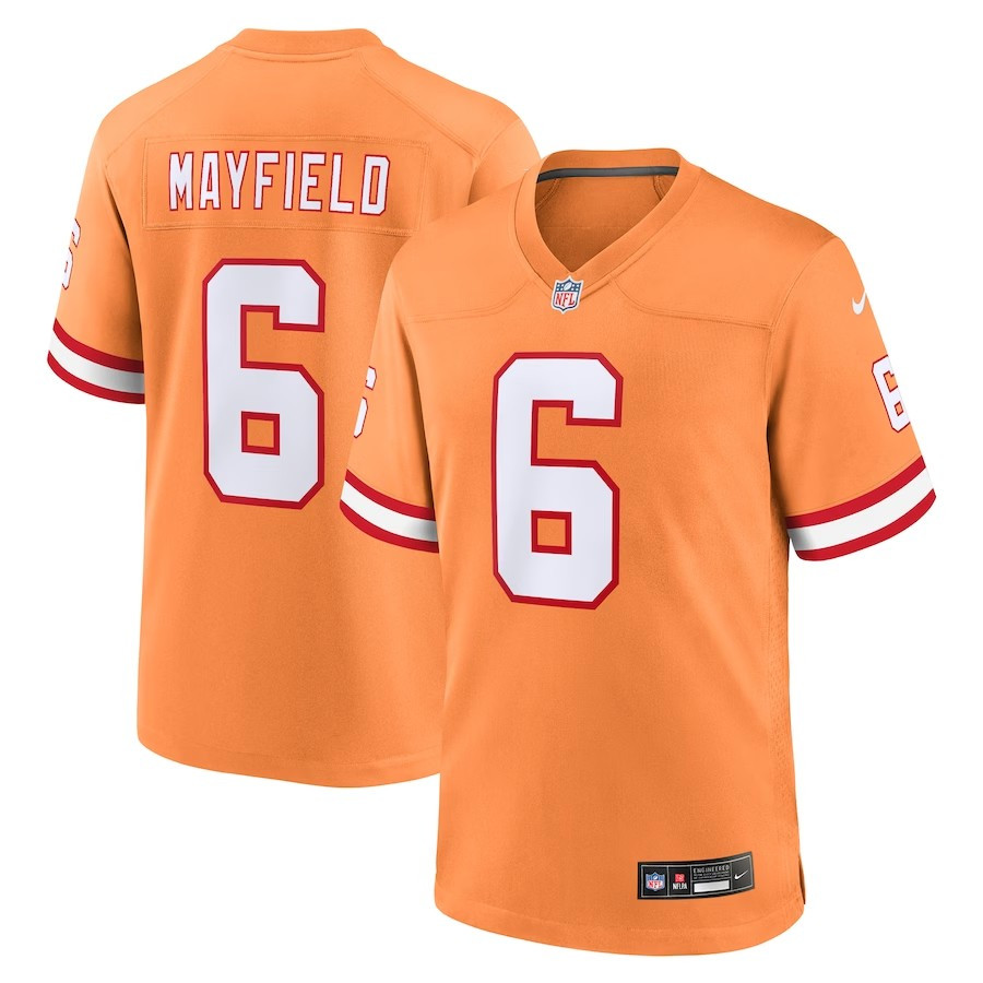 Tampa Bay Buccaneers #6 Baker Mayfield Throwback Game Jersey - Orange - Cocomos