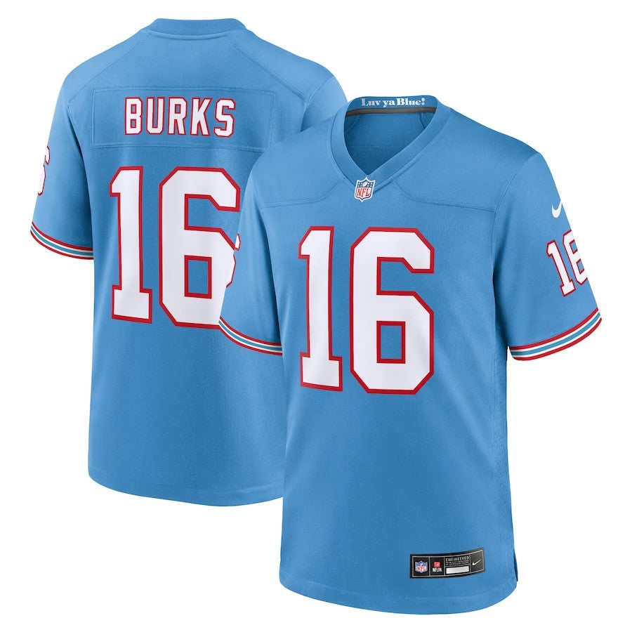 Tennessee Titans #16 Treylon Burks Nike Oilers Throwback Alternate Game Player Jersey - Light Blue - Cocomos