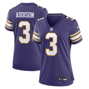 Women Minnesota Vikings #3 Jordan Addison Classic Player Game Jersey - Purple - Cocomos