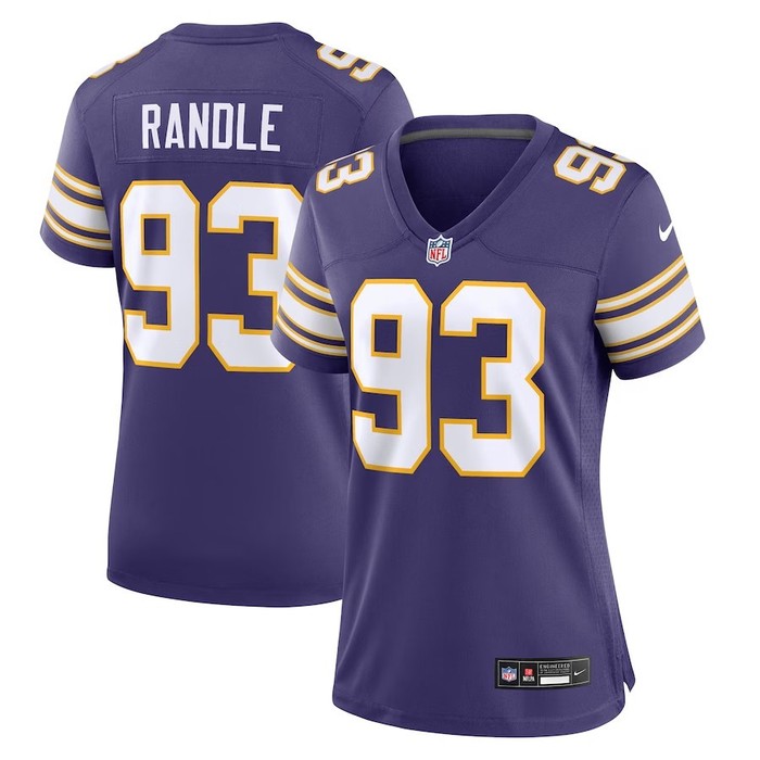 Women Minnesota Vikings #93 John Randle Classic Player Game Jersey - Purple - Cocomos