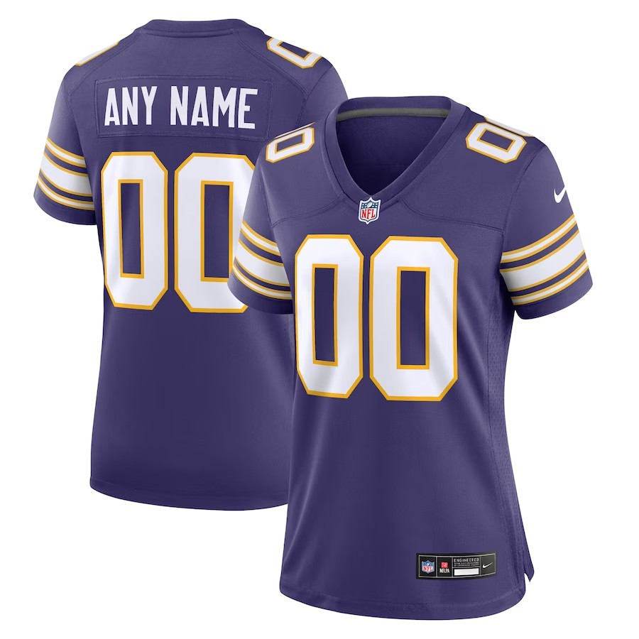 Women Minnesota Vikings Nike Classic Custom Game Jersey - Purple - Cocomos