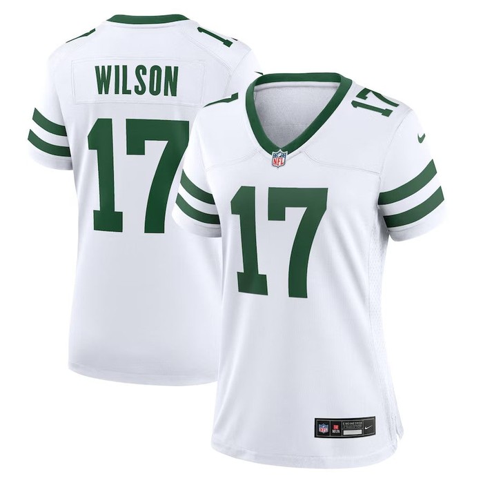 Women New York Jets #17 Garrett Wilson Legacy Player Game Jersey - White - Cocomos