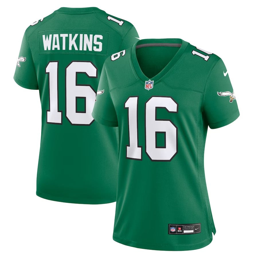 Women Philadelphia Eagles #16 Quez Watkins Alternate Game Jersey - Kelly Green - Cocomos