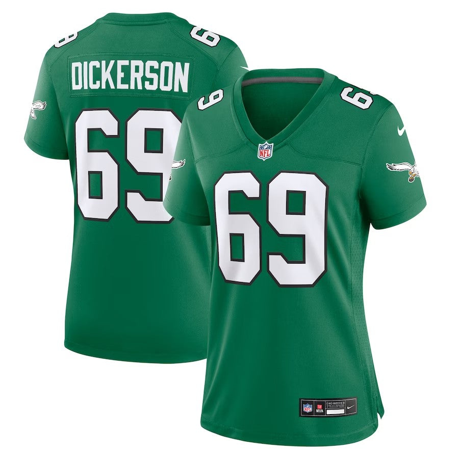 Women Philadelphia Eagles #69 Landon Dickerson Alternate Game Jersey - Kelly Green - Cocomos