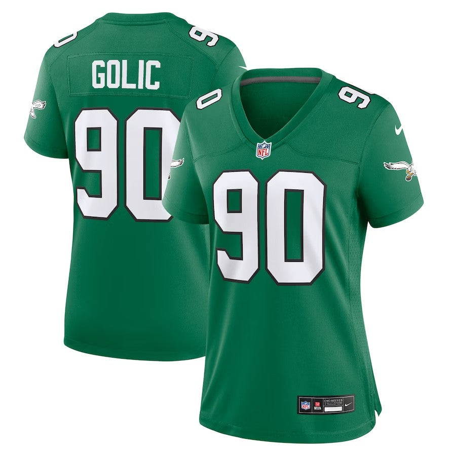 Women Philadelphia Eagles #90 Mike Golic Alternate Game Jersey - Kelly Green - Cocomos