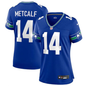 Women Seattle Seahawks #14 Dk Metcalf Royal Throwback Player Stitched Game - Cocomos