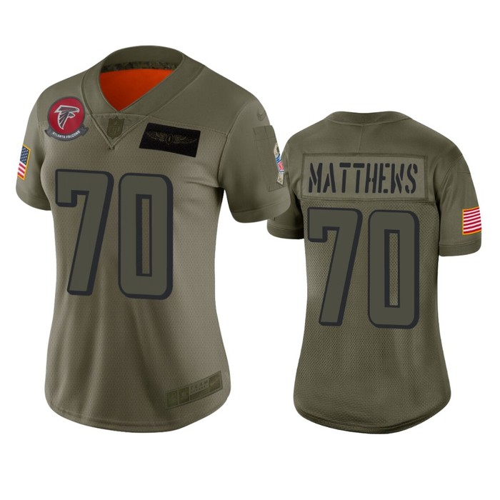 Womens Atlanta Falcons Jake Matthews Camo 2019 Salute To Service Limited Jersey