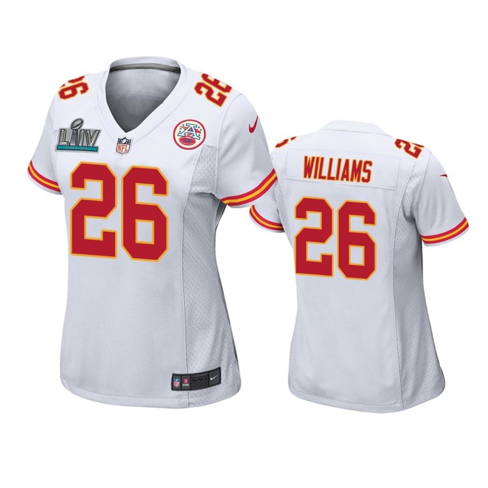 Womens Kansas City Chiefs Damien Williams White Super Bowl Liv Game Jersey - Cocomos