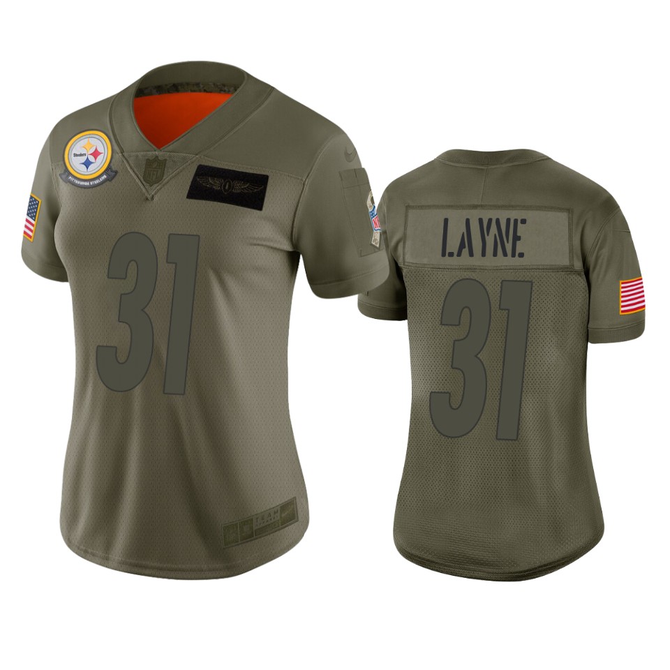 Womens Pittsburgh Steelers Justin Layne Camo 2019 Salute To Service Limited Jersey - Cocomos