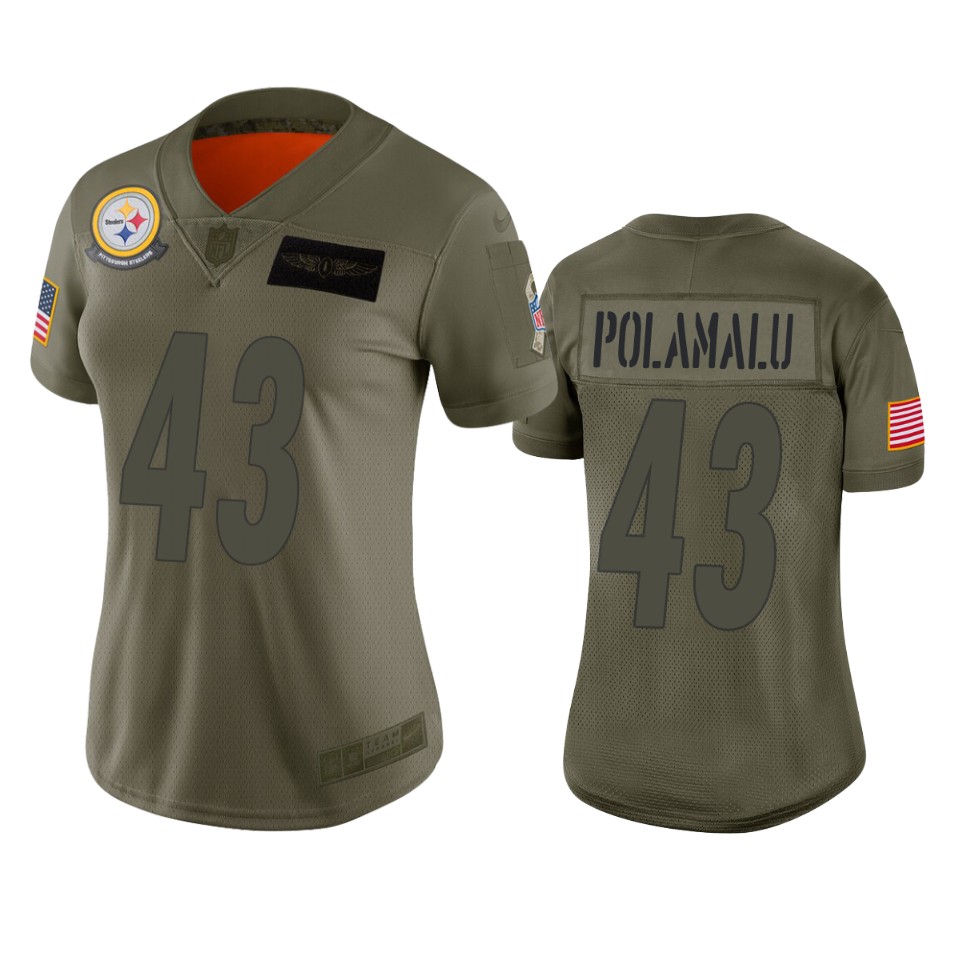 Womens Pittsburgh Steelers Troy Polamalu Camo 2019 Salute To Service Limited Jersey - Cocomos