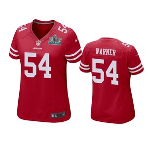 Womens San Francisco 49ers Fred Warner Scarlet Super Bowl Liv Game Jersey - Cocomos