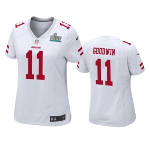 Womens San Francisco 49ers Marquise Goodwin White Super Bowl Liv Game Jersey - Cocomos