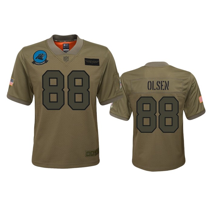 Youth Carolina Panthers Greg Olsen Camo 2019 Salute To Service Game Jersey