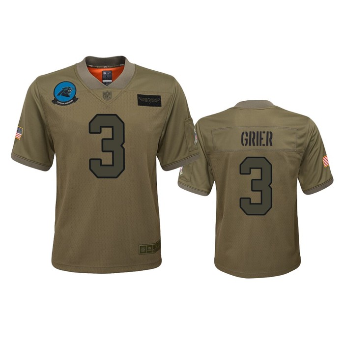 Youth Carolina Panthers Will Grier Camo 2019 Salute To Service Game Jersey - Cocomos