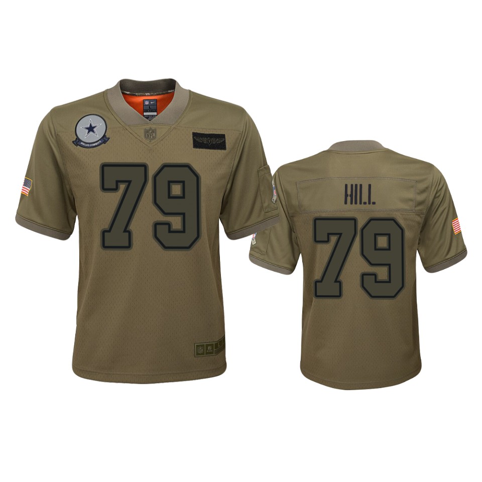 Nike Dallas Cowboys No72 Trysten Hill Camo Youth Stitched NFL Limited 2019 Salute To Service Jersey