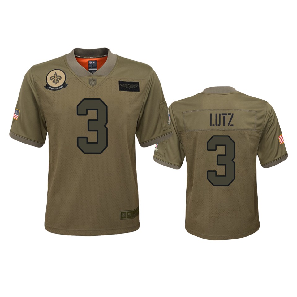 Youth New Orleans Saints Wil Lutz Camo 2019 Salute To Service Jersey - Cocomos