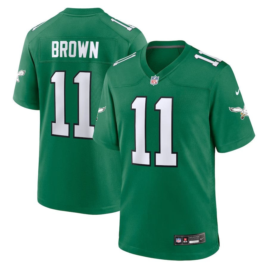 Youth Philadelphia Eagles #11 Aj Brown Alternate Player Game Jersey - Kelly Green - Cocomos