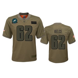 Youth Philadelphia Eagles Jason Kelce Camo 2019 Salute To Service Game Jersey - Cocomos