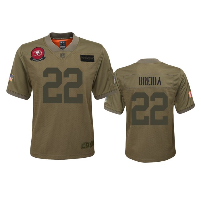 Youth San Francisco 49ers Matt Breida Camo 2019 Salute To Service Game Jersey - Cocomos