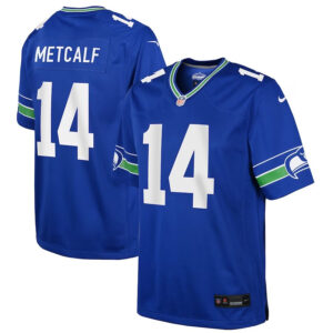 Youth Seattle Seahawks #14 Dk Metcalf Throwback Player Game Jersey - Royal - Cocomos