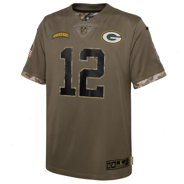 Aaron Rodgers Green Bay Packers Nike Youth 2022 Salute To Service Player Limited Jersey - Olive