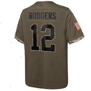 Aaron Rodgers Green Bay Packers Nike Youth 2022 Salute To Service Player Limited Jersey - Olive