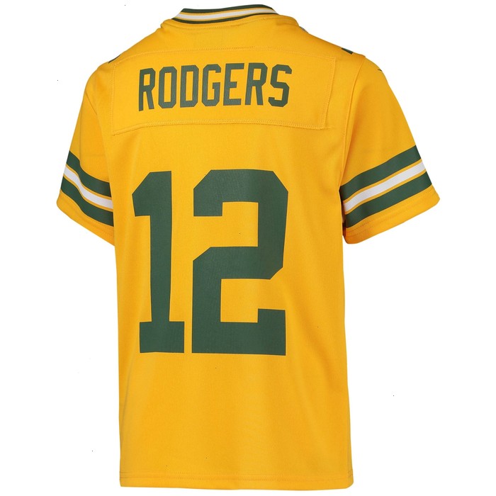 Aaron Rodgers Green Bay Packers Nike Youth Inverted Team Game Jersey - Gold