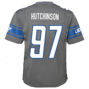 Aidan Hutchinson Detroit Lions Nike Youth Game Jersey - Steel