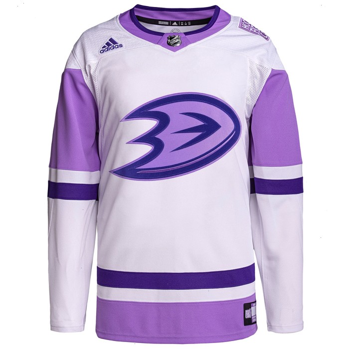 Anaheim Ducks adidas Hockey Fights Cancer Primegreen Authentic Custom Jersey - White/Purple