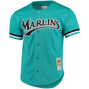 Andre Dawson Florida Marlins Mitchell & Ness Cooperstown Collection Mesh Batting Practice Button-Up Jersey - Teal