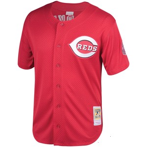 Barry Larkin Cincinnati Reds Mitchell & Ness Throwback Cooperstown Mesh Batting Practice Jersey - Red