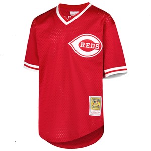 Barry Larkin Cincinnati Reds Mitchell & Ness Youth Cooperstown Collection Mesh Batting Practice Jersey - Red