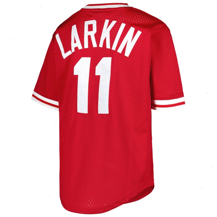 Barry Larkin Cincinnati Reds Mitchell & Ness Youth Cooperstown Collection Mesh Batting Practice Jersey - Red