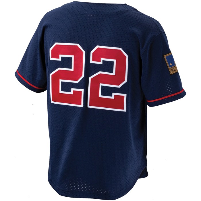 Bo Jackson California Angels Mitchell & Ness Cooperstown Collection Mesh Batting Practice Button-Up Jersey - Navy