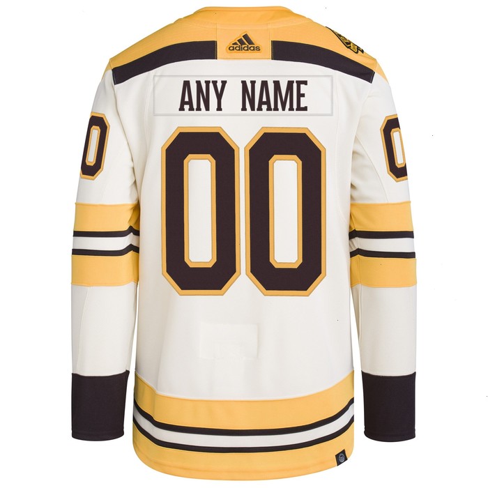 Boston Bruins adidas 100th Anniversary Primegreen Authentic Custom Jersey - Cream