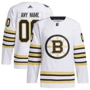 Boston Bruins adidas 100th Anniversary Primegreen Authentic Custom Jersey - White