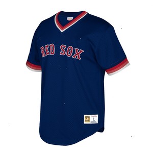 Boston Red Sox Mitchell & Ness Big & Tall Cooperstown Collection Mesh Wordmark V-Neck Jersey - Navy