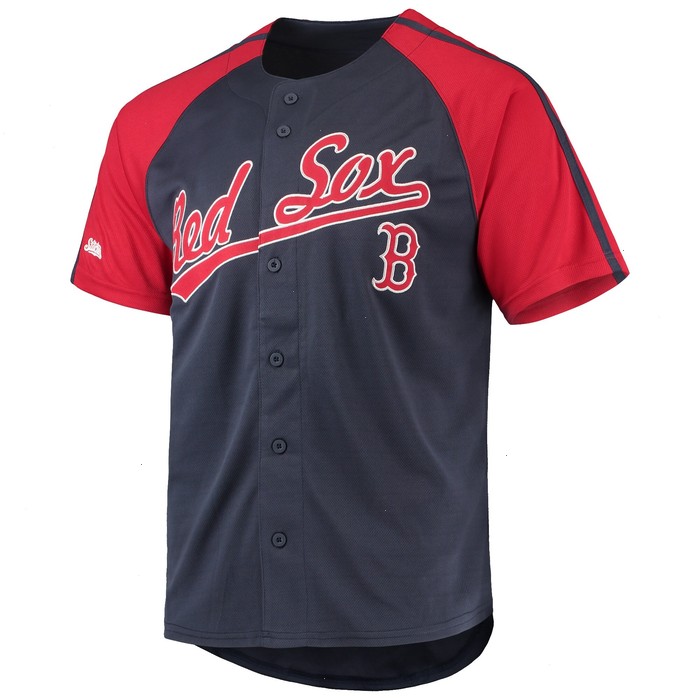 Boston Red Sox Stitches Button-Down Raglan Replica Jersey - Navy